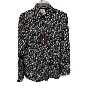 Halloween Skeleton Graphic Long Sleeve Mens Dress Shirt XL Slim Harley Biker